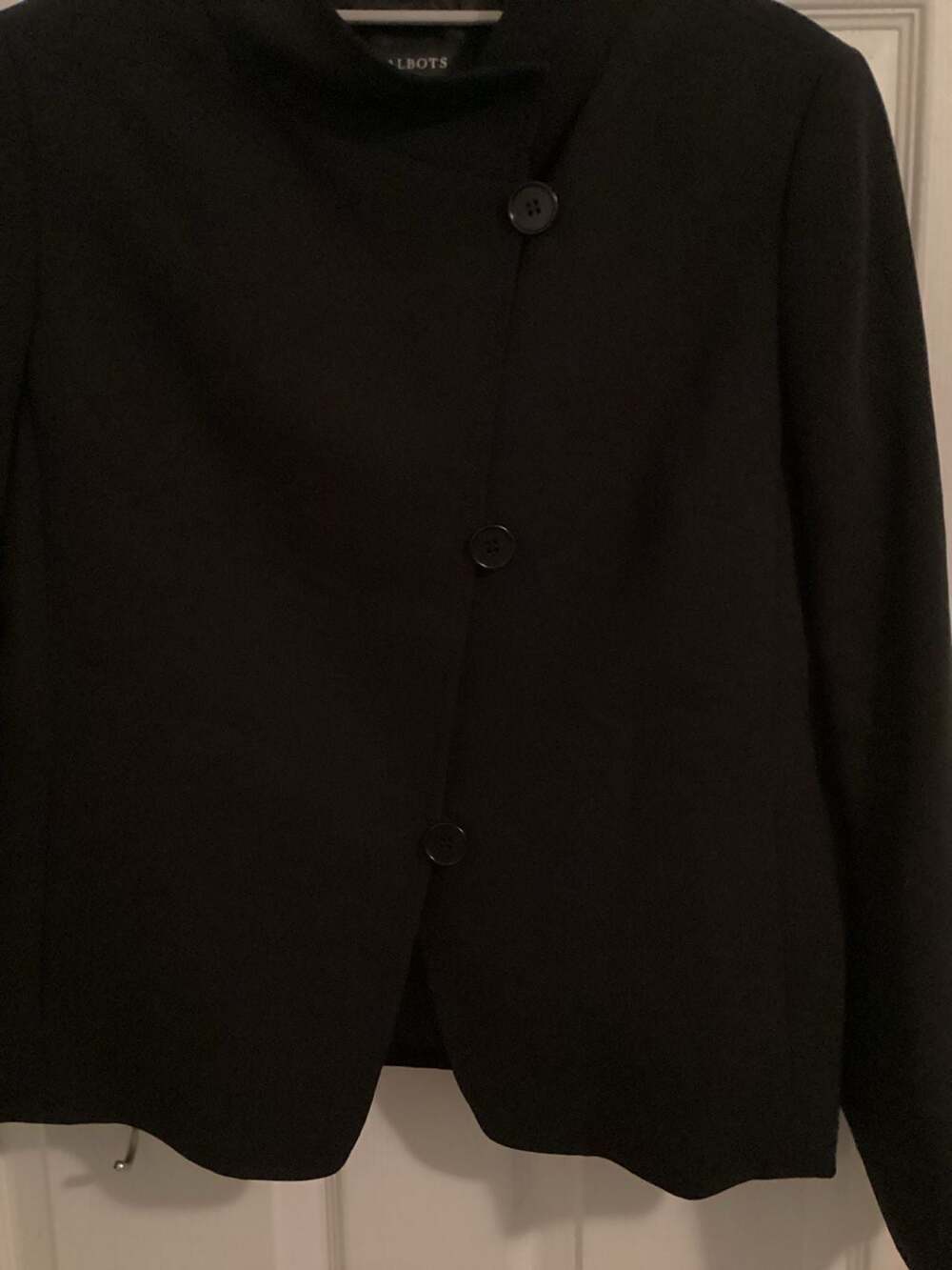 Talbots Petites Black Asymmetrical Button Front Jacket Size 12P - Picture 5 of 5
